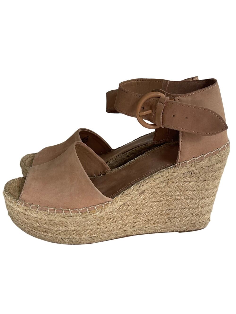 Marc Fisher Alida Sandals Women's Size 9.5M Mauve Pink Leather Wedge Espadrille